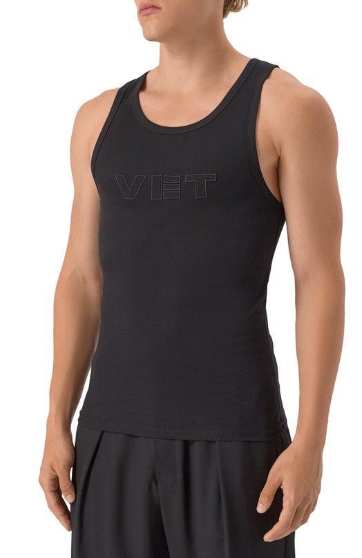 Хлопковая майка VETEMENTS MH76TT220B Чёрный  MH76TT220B Фото 3