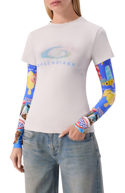 Хлопковый лонгслив Balenciaga 809262/TTVN7 Разноцветный  809262/TTVN7 Фото 3