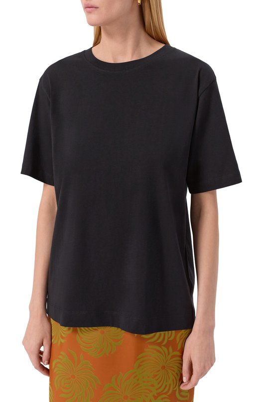 Хлопковая футболка Dries Van Noten 011100/2600 Чёрный  011100/2600 Фото 3