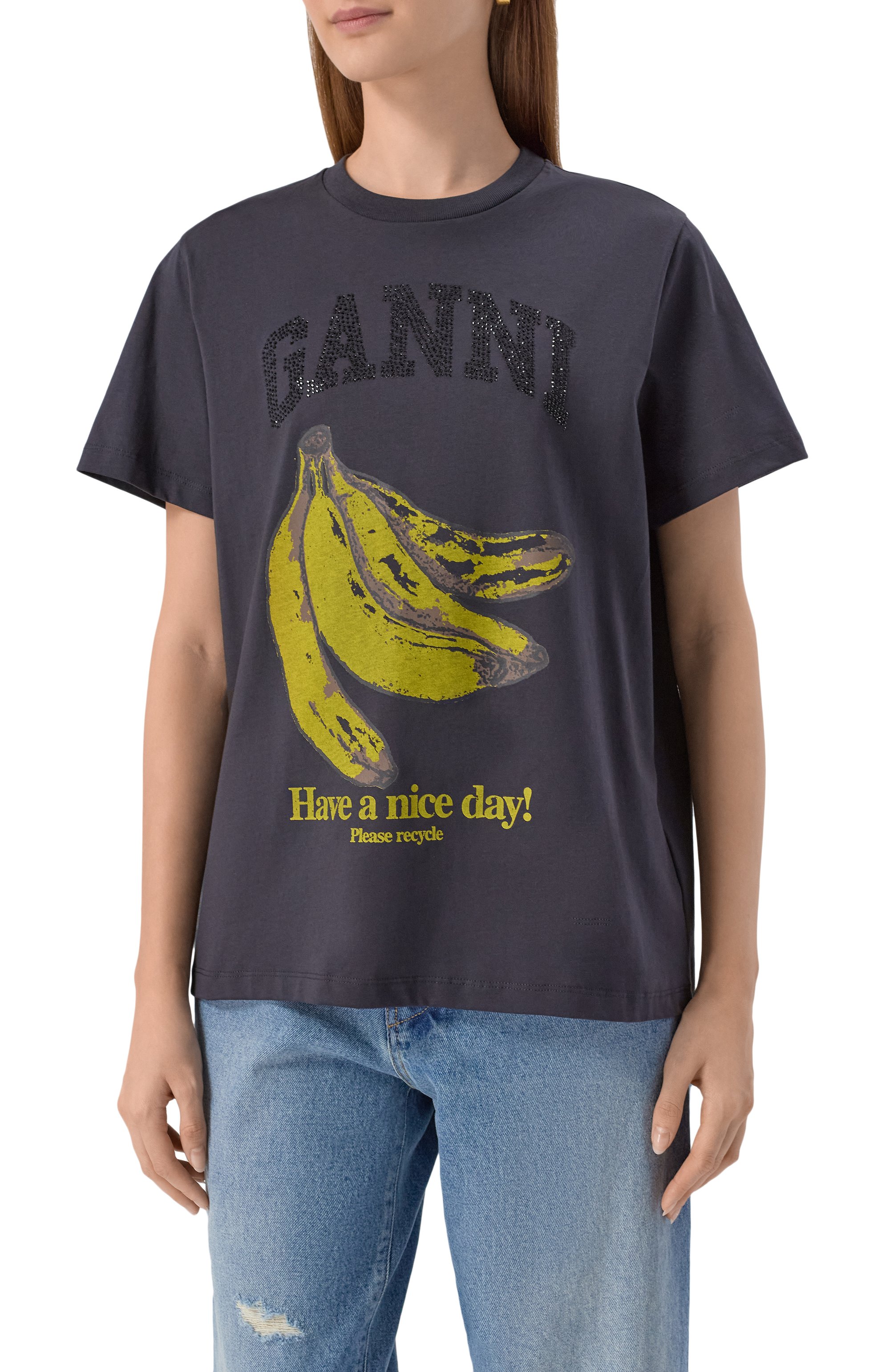 Хлопковая футболка GANNI, арт. T4238, фото 3