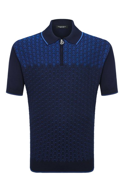 Поло из шелка и хлопка STEFANO RICCI темно-синего цвета по цене 121000 руб., арт. K818109P31/F26175, фото 1 Поло из шелка и хлопка STEFANO RICCI, арт. K818109P31/F26175, фото 1