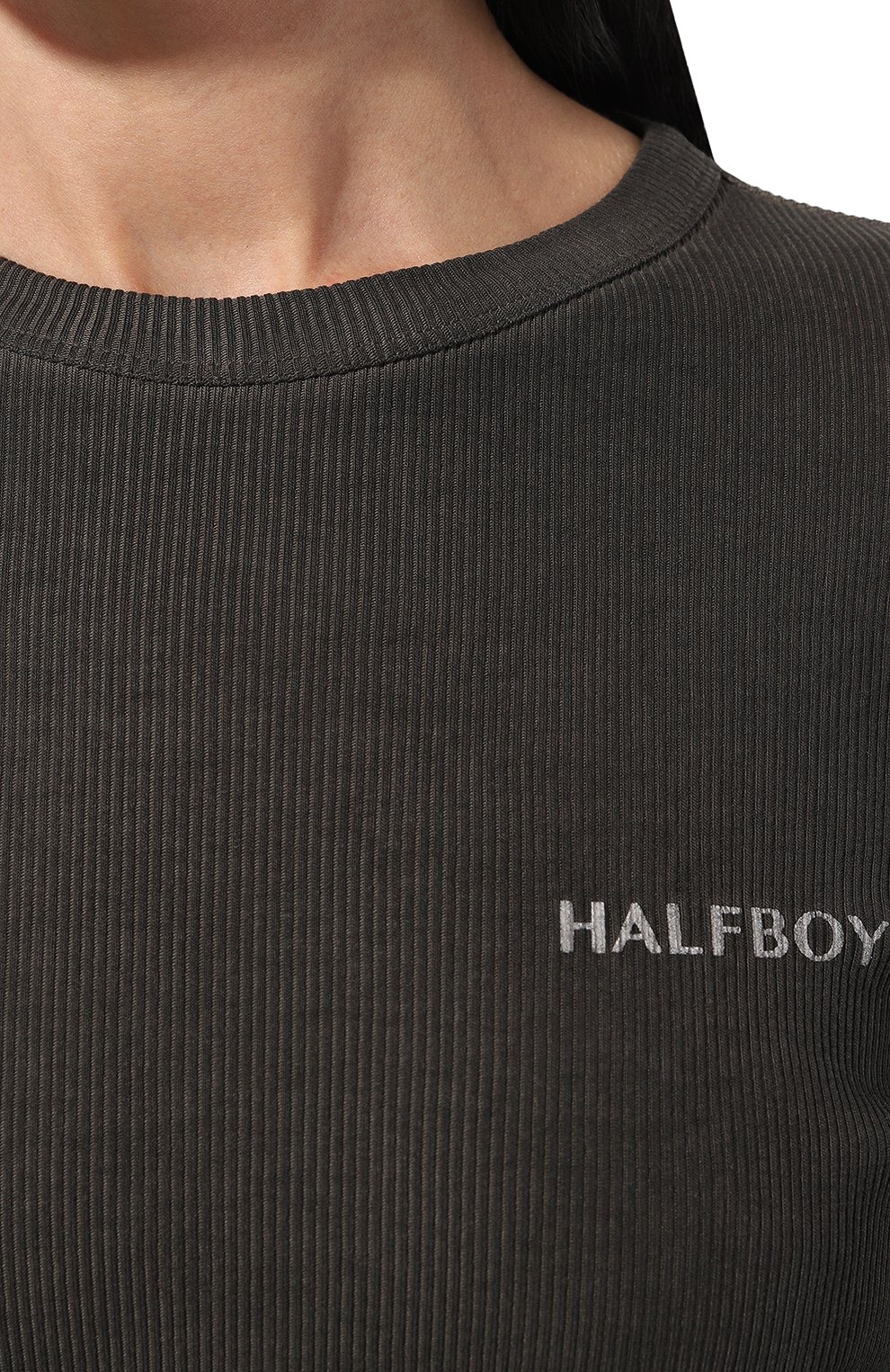 Хлопковый топ HALFBOY хаки цвета по цене 17950 руб., арт. HFW231WTTL045, фото 5 Хлопковый топ HALFBOY, арт. HFW231WTTL045, фото 5