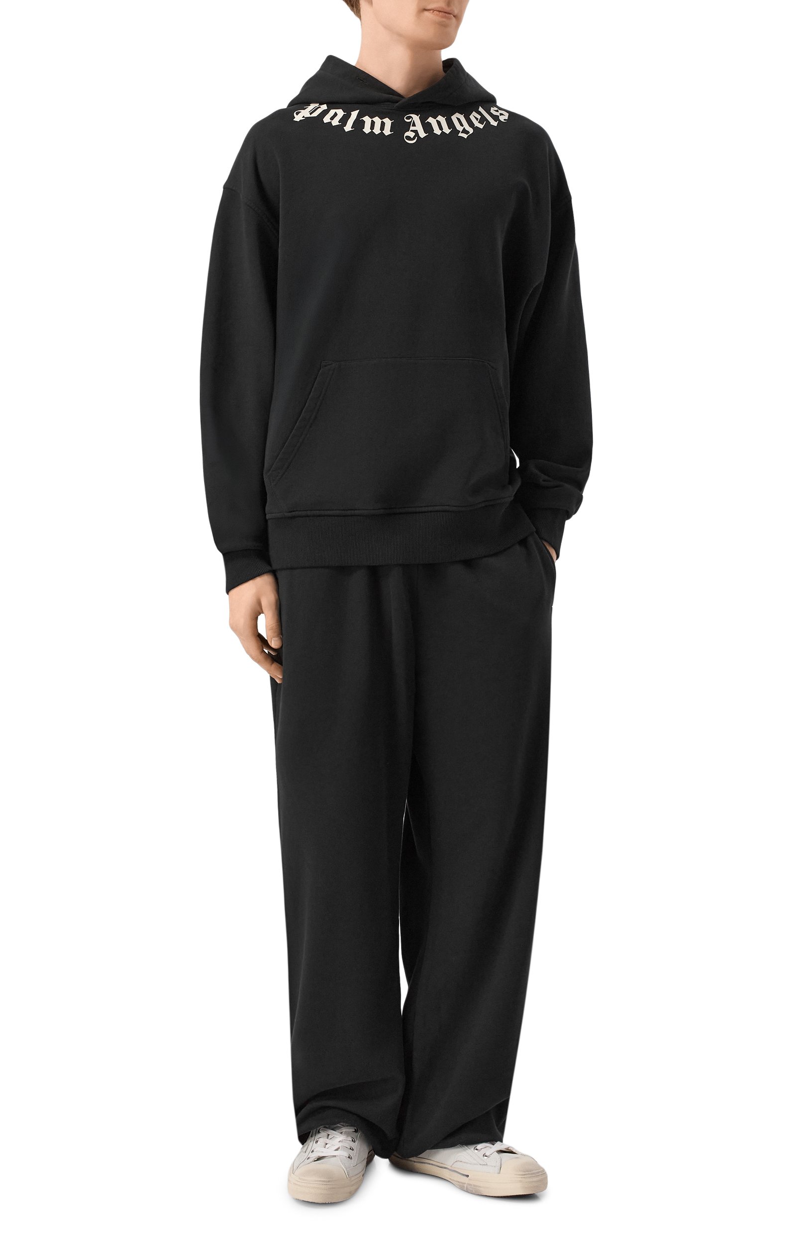 Хлопковые джоггеры PALM ANGELS черного цвета по цене 39950 руб., арт. PAMCH001FL002, фото 2 Хлопковые джоггеры PALM ANGELS, арт. PAMCH001FL002, фото 2