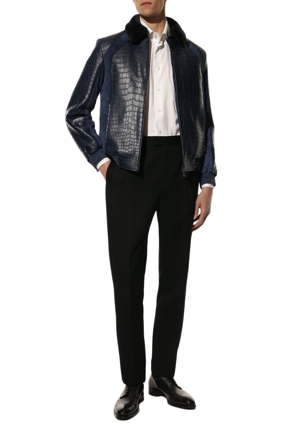 Бомбер из кожи крокодила с воротником из бобра ZILLI, арт. MAW-KHAN0-A0101/1001/CP0R, фото 2
