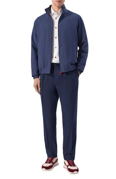 Бомбер из шелка и льна KITON темно-синего цвета по цене 652500 руб., арт. UW2407V0848H, фото 2 Бомбер из шелка и льна KITON, арт. UW2407V0848H, фото 2