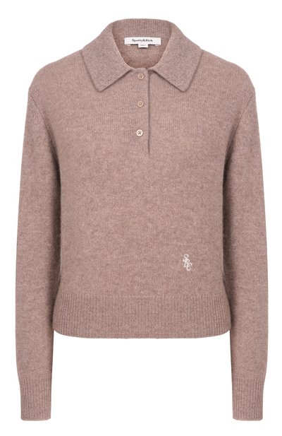 Женский поло из кашемира и шерсти SPORTY AND RICH бежевого цвета по цене 43600 руб., арт. WS07466302BE24 | Фото 1 Женский поло из кашемира и шерсти SPORTY AND RICH, арт. WS07466302BE24