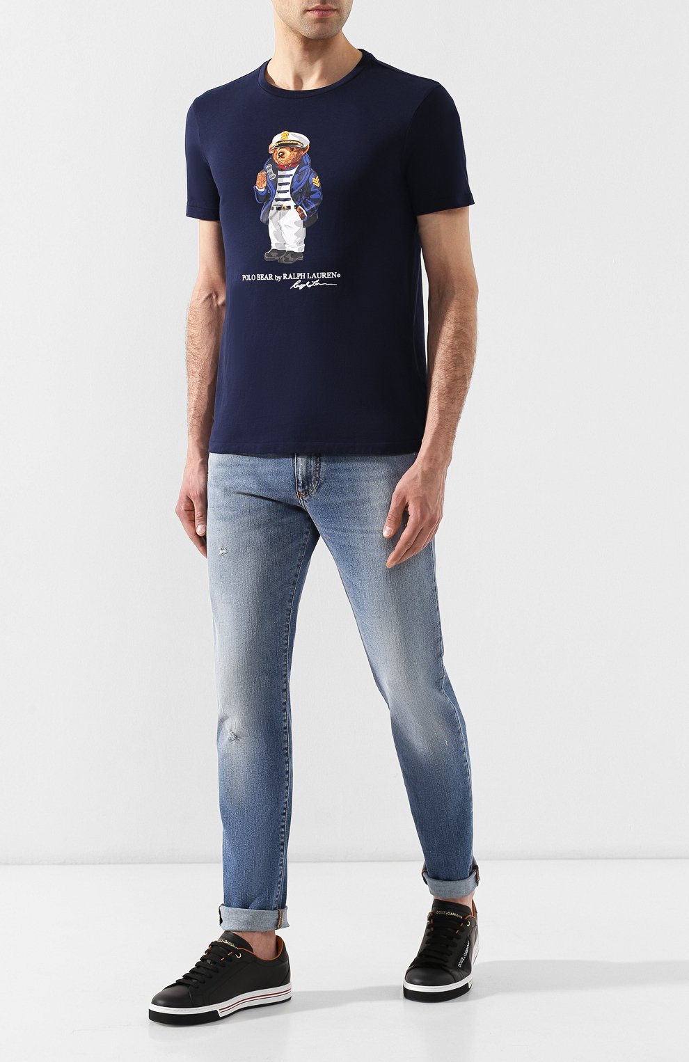 Хлопковая футболка POLO RALPH LAUREN темно-синего цвета по цене 9660 руб., арт. 710752708, фото 2 Хлопковая футболка POLO RALPH LAUREN, арт. 710752708, фото 2