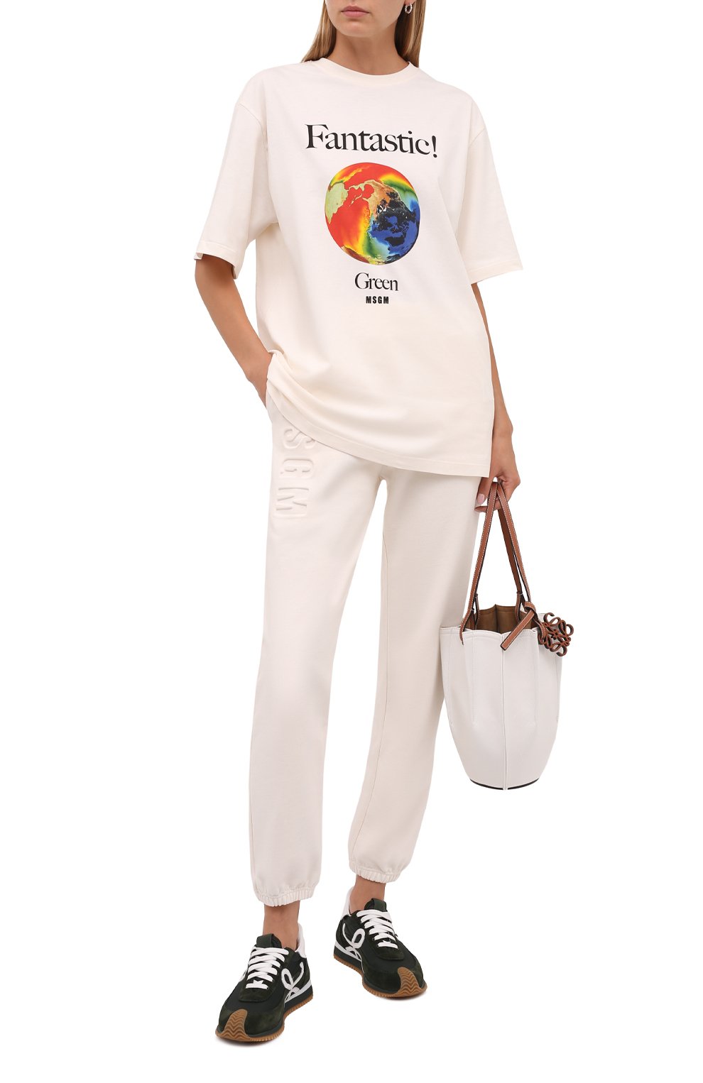Хлопковые джоггеры MSGM кремового цвета по цене 29650 руб., арт. 3141MDP65 217799, фото 2 Хлопковые джоггеры MSGM, арт. 3141MDP65 217799, фото 2