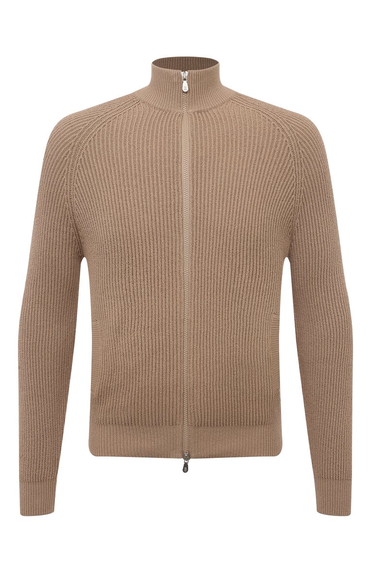 Мужской хлопковый кардиган BRUNELLO CUCINELLI бежевого цвета, арт. M2W70B2306 | Фото 1 (Длина (для топов): Стандартные; Рукава: Длинные; Материал внешний: Хлопок; Мужское Кросс-КТ: Кардиган-одежда; Стили: Кэжуэл; Застежка: Молния)