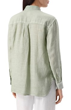 Женский льняная рубашка 120% LINO светло-зеленого цвета, арт. 32ALIW19GE/000B317 | Фото 4 (Рукава: Длинные; Материал внешний: Лен; Длина (для топов): Стандартные; Принт: Без принта; Стили: Кэжуэл; Женское Кросс-КТ: Рубашка-одежда)