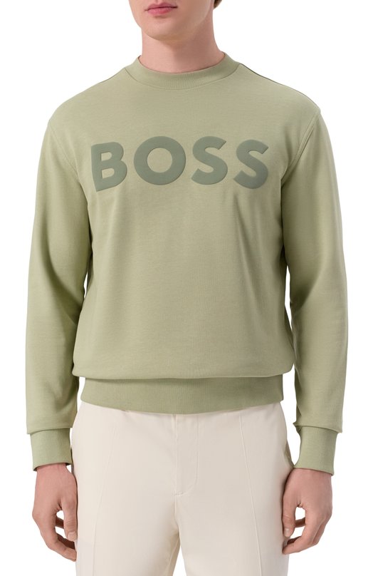 Хлопковый свитшот BOSS Orange 50487133 Зелёный  50487133 Фото 3