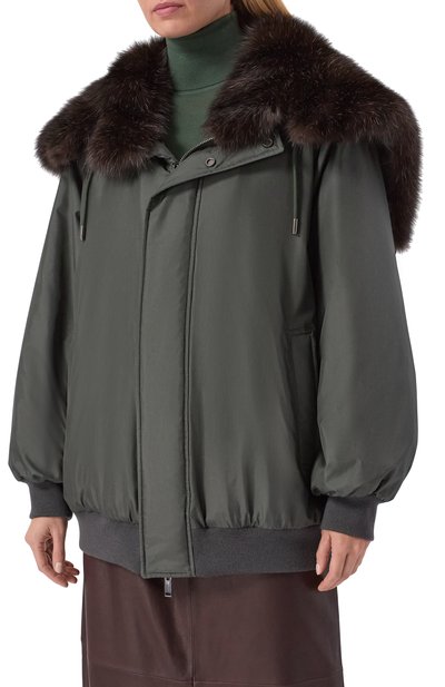 Шелковый бомбер с отделкой из соболя MVST, арт. M25.1PW.0004/72392 SABLE, фото 3