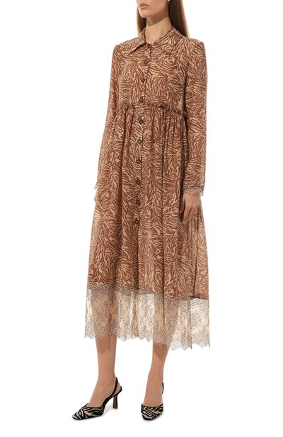 Платье из вискозы LOOM BY RODINA коричневого цвета по цене 43750 руб., арт. LBR-DRZE, фото 3 Платье из вискозы LOOM BY RODINA, арт. LBR-DRZE, фото 3