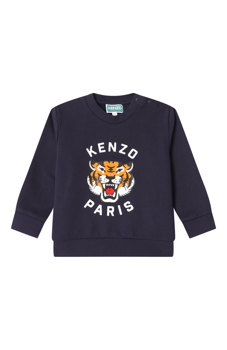 Детский комплект из свитшота и брюк KENZO темно-синего цвета, арт. K60935 | Фото 2 (Материал внешний: Хлопок; Нос: Не проставлено; Материал сплава: Проставлено; Случай: Повседневный; Ростовка одежда: 6 мес | 68 см, 24 мес | 92 см, 9 мес | 74 см, 12 мес | 80 см, 18 мес | 86 см)