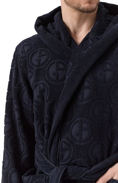 Хлопковый халат GIORGIO ARMANI темно-синего цвета по цене 68000 руб., арт. GM000829/AF16510, фото 5 Хлопковый халат GIORGIO ARMANI, арт. GM000829/AF16510, фото 5