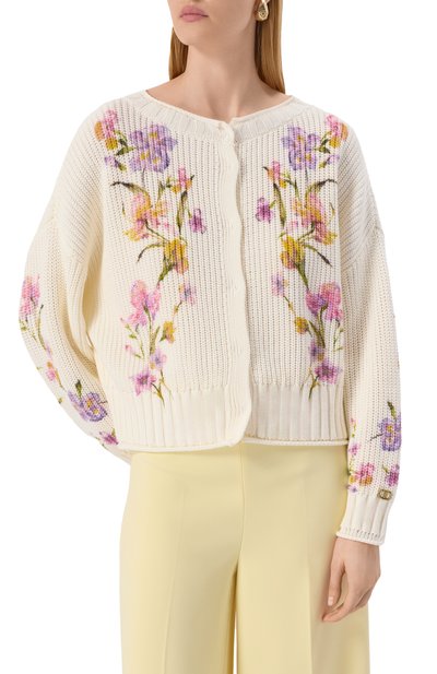 Хлопковый кардиган TWINSET кремового цвета по цене 32600 руб., арт. 251TP3641, фото 3 Хлопковый кардиган TWINSET, арт. 251TP3641, фото 3