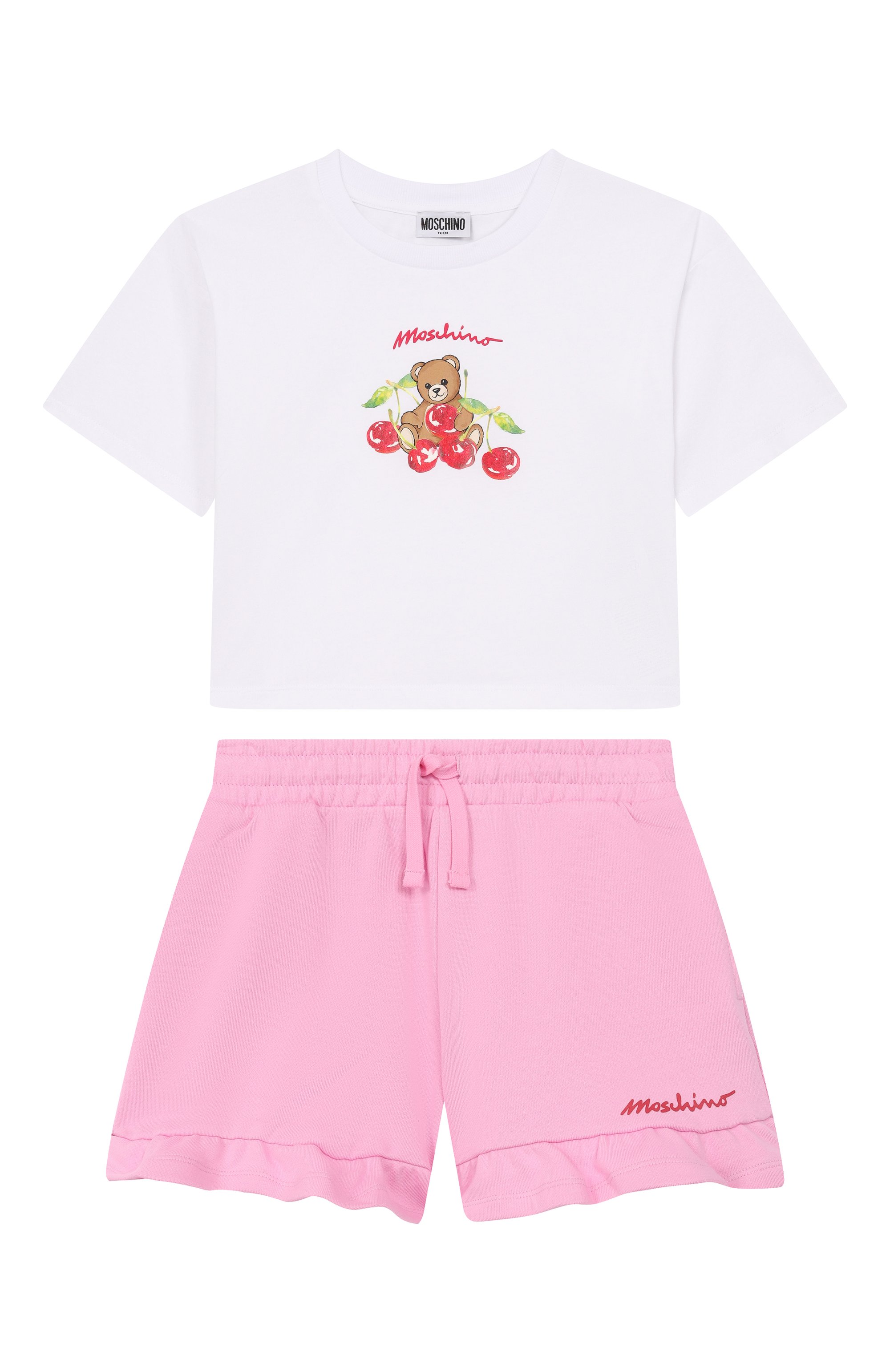 Комплект из футболки и шорт MOSCHINO розового цвета по цене 22750 руб., арт. HDG01N/LCA52, фото 1 Комплект из футболки и шорт MOSCHINO, арт. HDG01N/LCA52, фото 1