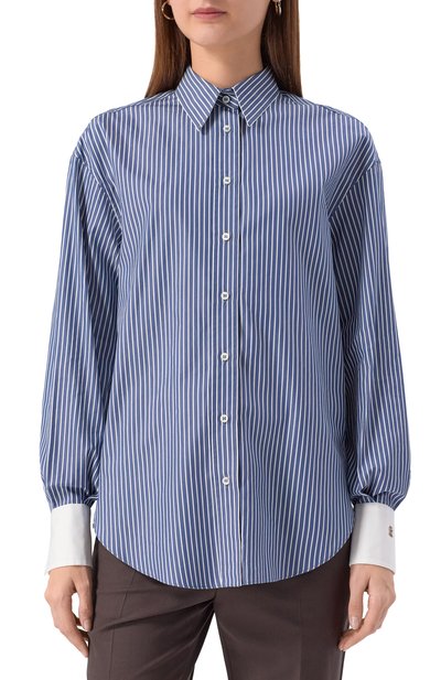 Рубашка из хлопка и шелка BRUNELLO CUCINELLI синего цвета по цене 191000 руб., арт. MA794NM116, фото 3 Рубашка из хлопка и шелка BRUNELLO CUCINELLI, арт. MA794NM116, фото 3