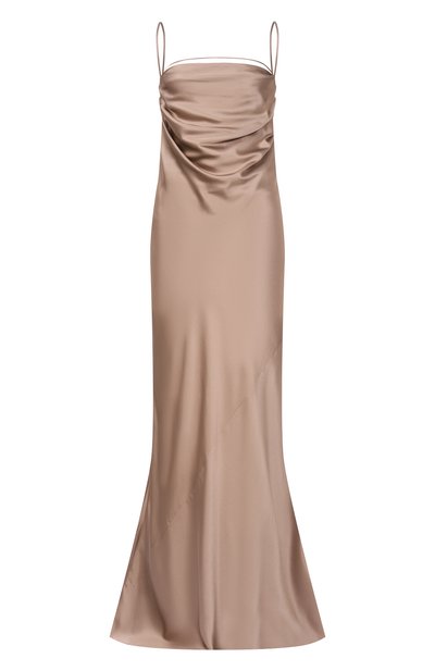 Женское атласное платье SAINT LAURENT, арт. 838025/Y7G27