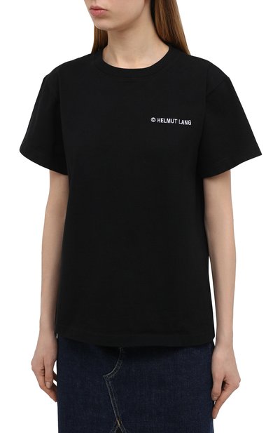 Хлопковая футболка HELMUT LANG черного цвета по цене 15750 руб., арт. K10DW505, фото 3 Хлопковая футболка HELMUT LANG, арт. K10DW505, фото 3