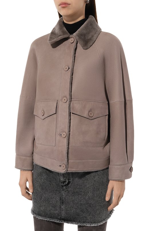 Дубленка из овчины manzoni24 24M1298-S24/ Бежевый  24M1298-S24/ Фото 3
