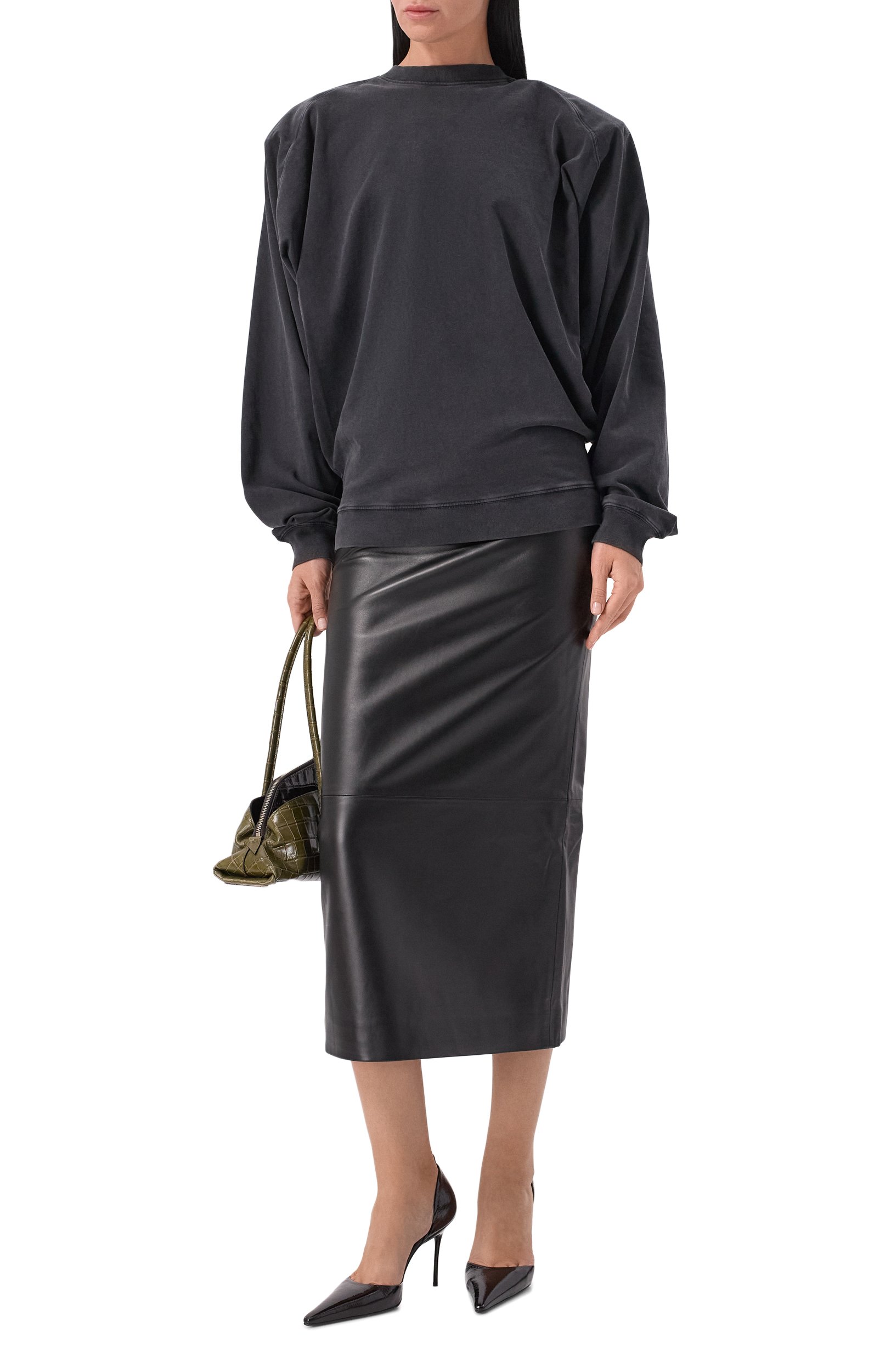 Хлопковый свитшот MUGLER темно-серого цвета по цене 55600 руб., арт. 26F3TS01306032, фото 2 Хлопковый свитшот MUGLER, арт. 26F3TS01306032, фото 2