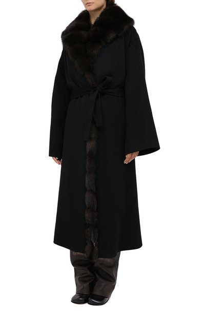 Пальто с отделкой из меха соболя MANZONI24, арт. 20M647-DB1Z/56, фото 4