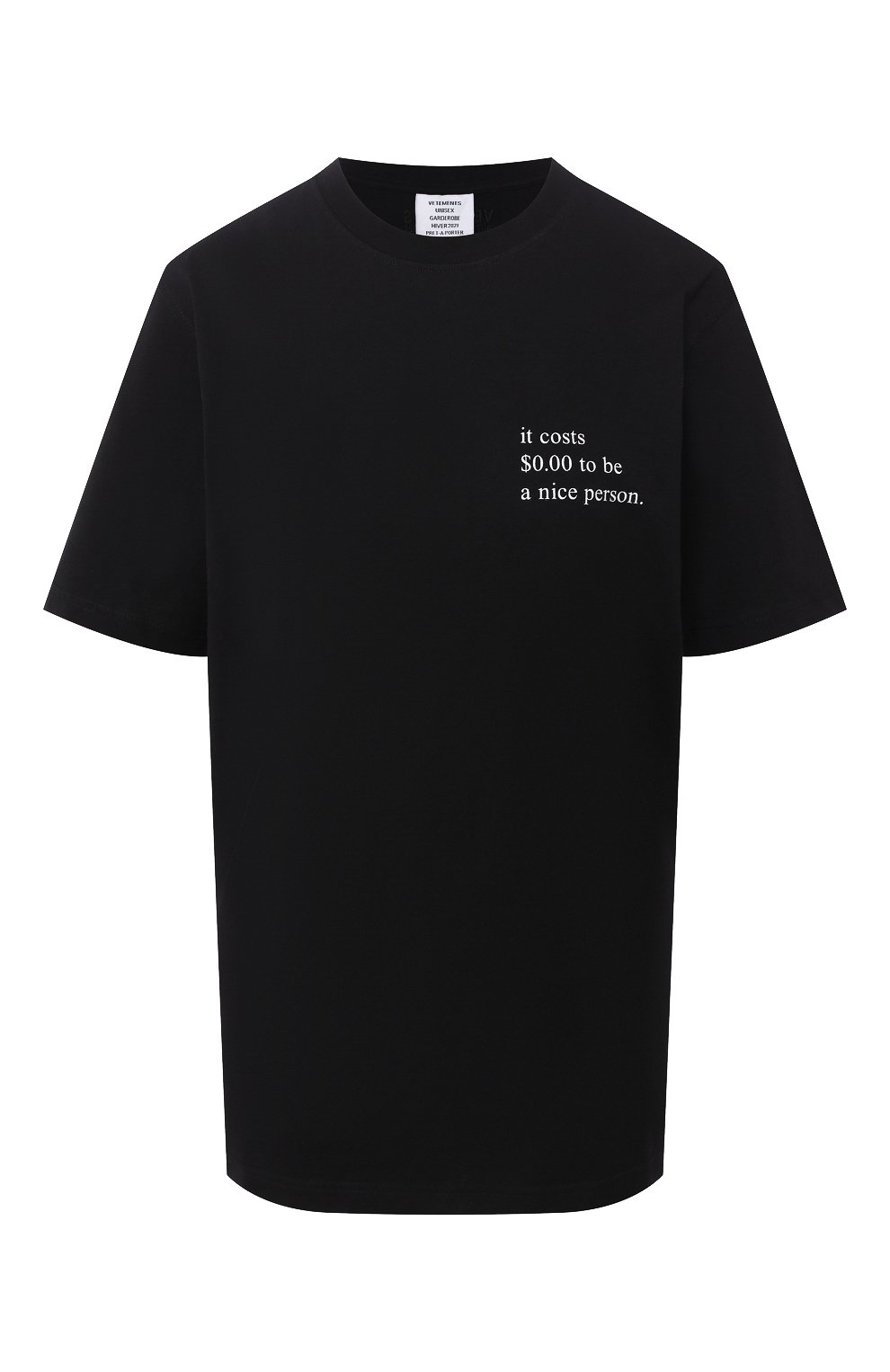 Хлопковая футболка VETEMENTS, арт. UAH21TR500 1600/W, фото 1