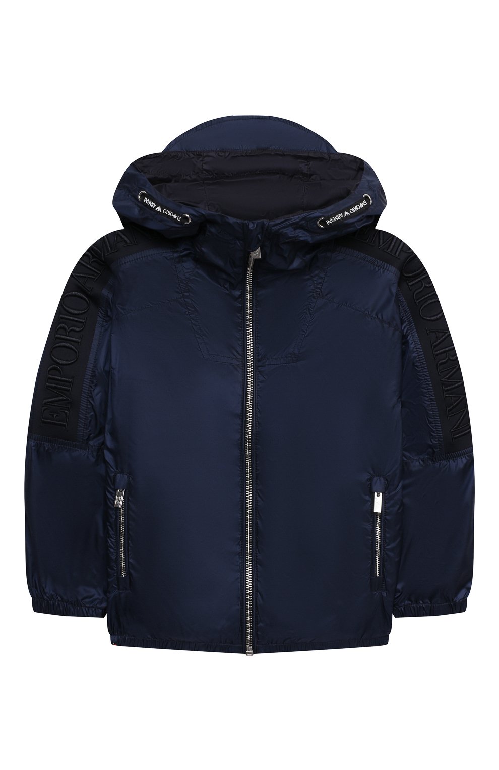 Ветровка с капюшоном EMPORIO ARMANI темно-синего цвета по цене 31100 руб., арт. 3K4BT5/1NLYZ, фото 1 Ветровка с капюшоном EMPORIO ARMANI, арт. 3K4BT5/1NLYZ, фото 1