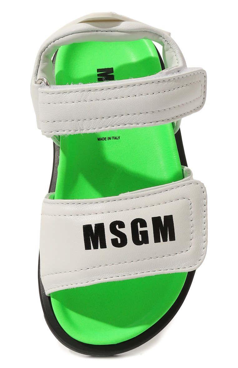 Детские кожаные сандалии MSGM KIDS белого цвета, арт. 76835/36-40 | Фото 4 (Нос: Не проставлено; Материал внутренний: Натуральная кожа; Материал внешний: Натуральная кожа; Автоматизация состава: Проставлено)
