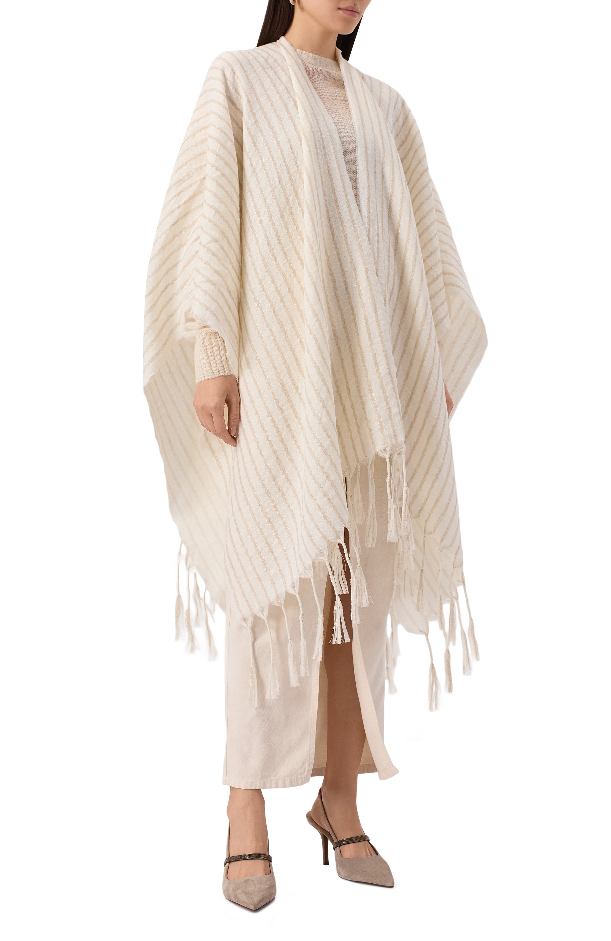 Накидка из шерсти и льна BRUNELLO CUCINELLI, а�рт. MSCDVSP03, фото 3