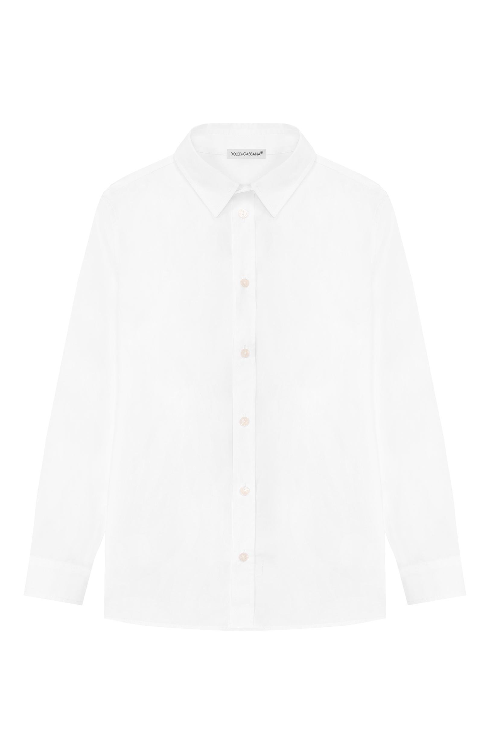 Хлопковая рубашка DOLCE & GABBANA белого цвета по цене 33300 руб., арт. L43S23/FU5WJ_001, фото 1 Хлопковая рубашка DOLCE & GABBANA, арт. L43S23/FU5WJ_001, фото 1