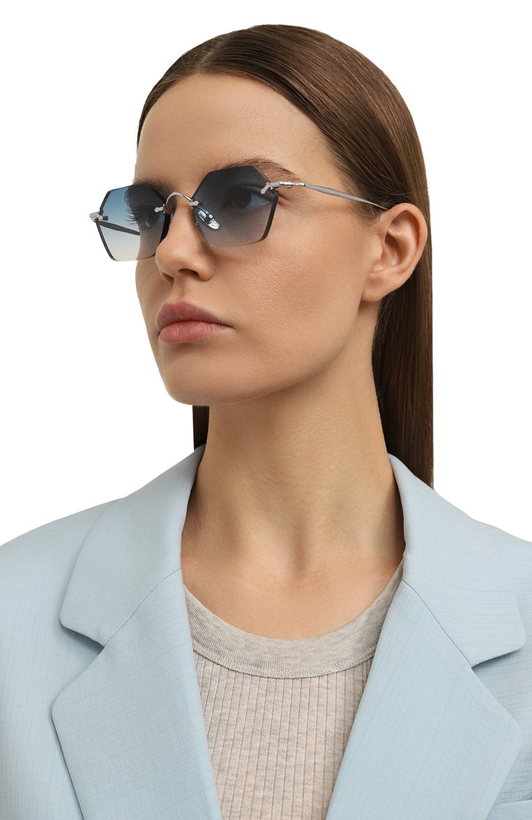 Женские солнцезащитные очки EYEPETIZER синего цвета, арт. CARNABY 1-53 | Фото 2 (Нос: Не проставлено; Региональные ограничения белый список (Axapta Mercury): Не проставлено; Кросс-КТ: �С/з-унисекс; Материал: Металл; Тип очков: С/з; Оптика Гендер: оптика-унисекс; Очки форма: Безоправные, Круглые)