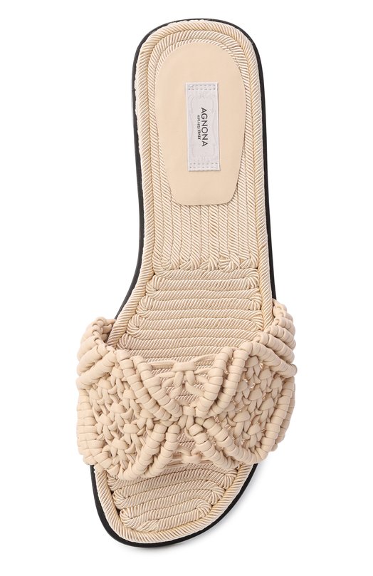 Кожаные шлепанцы Agnona LI1102E/L8265E Бежевый  LI1102E/L8265E Фото 6
