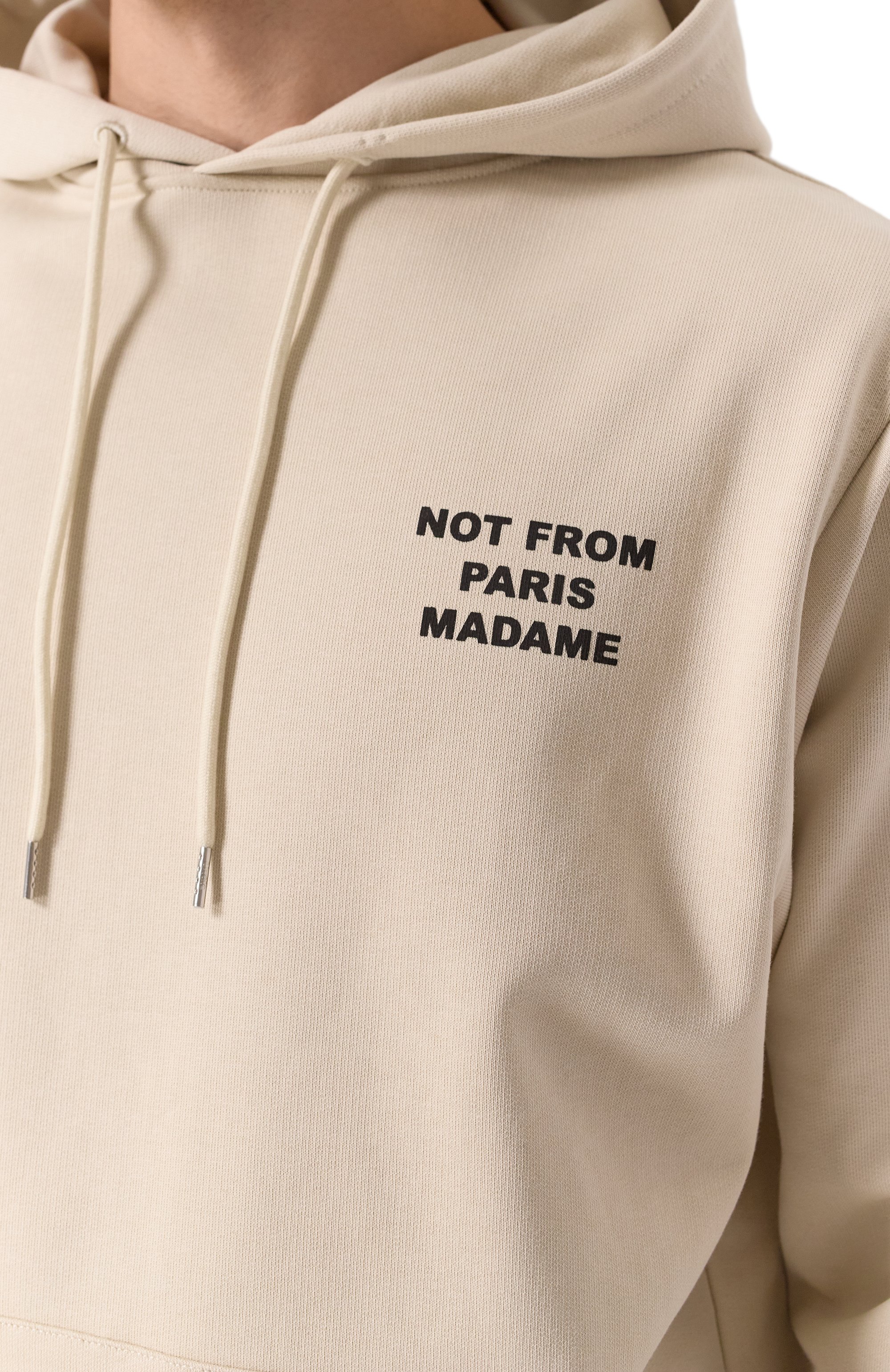 Хлопковое худи DROLE DE MONSIEUR бежевого цвета по цене 31400 руб., арт. PERM-H0162-C0127-MT, фото 5 Хлопковое худи DROLE DE MONSIEUR, арт. PERM-H0162-C0127-MT, фото 5
