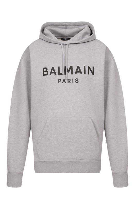 Хлопковое худи Balmain GH1JR007/BD46 Серый GH1JR007/BD46