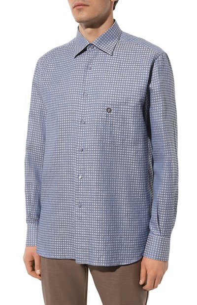 Рубашка из хлопка и льна STEFANO RICCI синего цвета по цене 98550 руб., арт. MC007077/R2770, фото 3 Рубашка из хлопка и льна STEFANO RICCI, арт. MC007077/R2770, фото 3