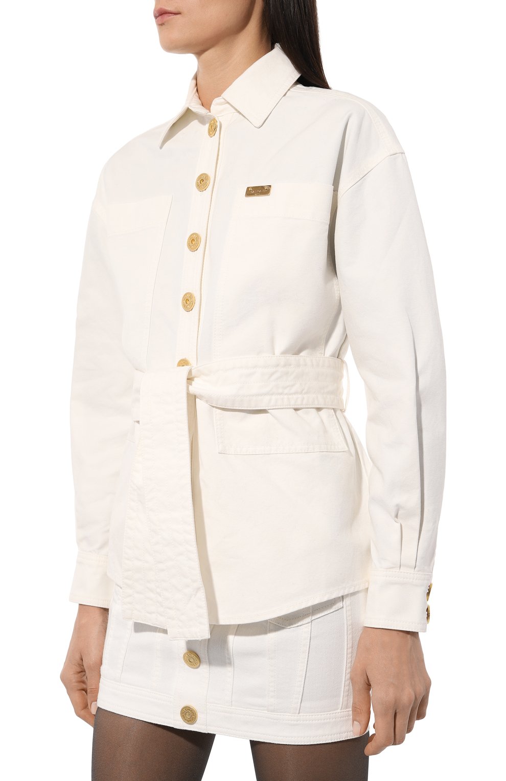 Джинсовая рубашка BALMAIN белого цвета по цене 143000 руб., арт. AF0HC050DB69, фото 3 Джинсовая рубашка BALMAIN, арт. AF0HC050DB69, фото 3