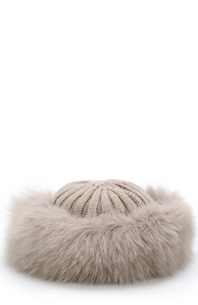 Шапка фактурной вязки с меховой отделкой NIMA, арт. C004/V0LPE SHAD0W, фото 2