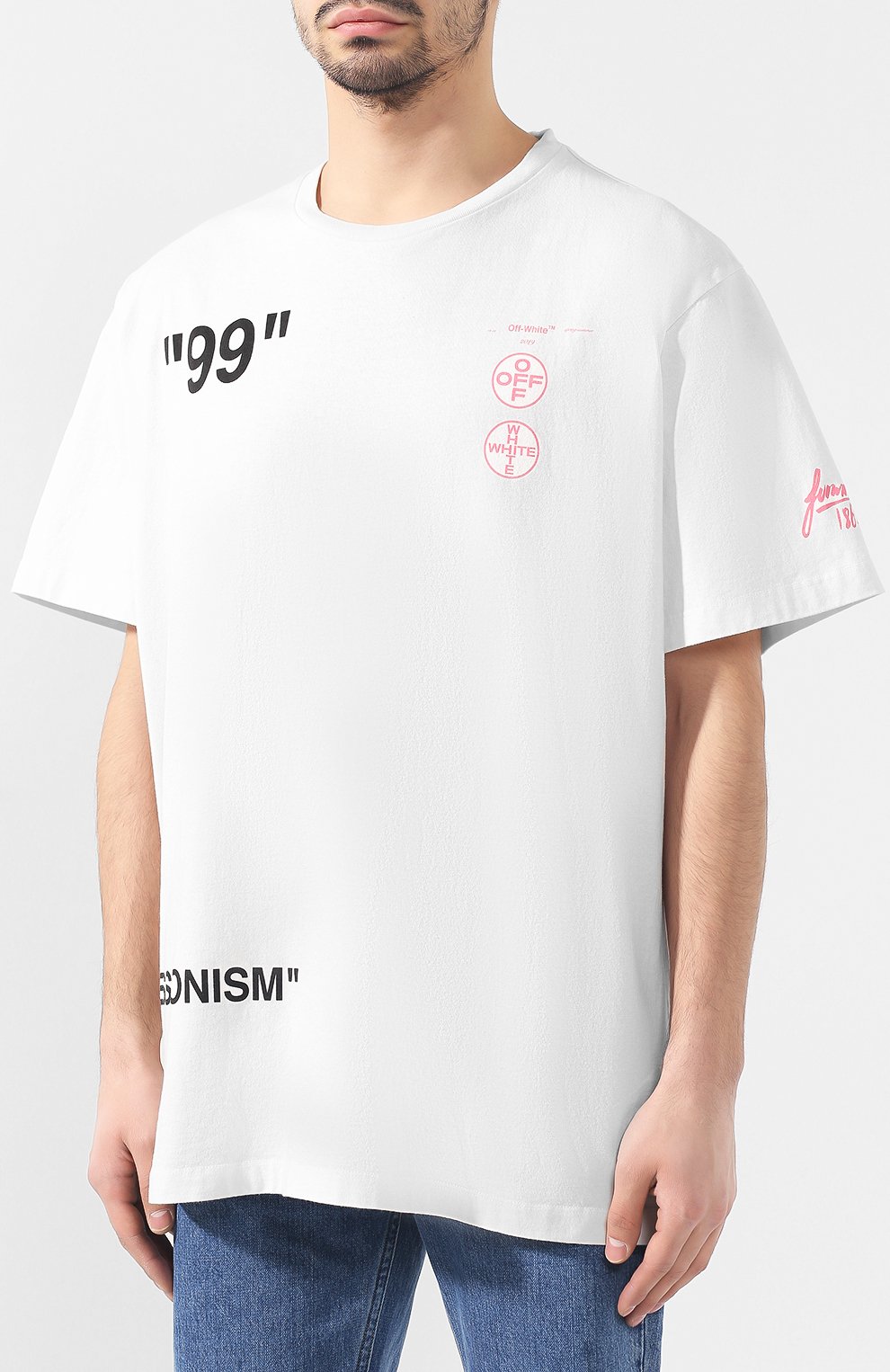 Хлопковая футболка OFF-WHITE белого цвета по цене 21050 руб., арт. 0MAA038R191850110288, фото 3 Хлопковая футболка OFF-WHITE, арт. 0MAA038R191850110288, фото 3