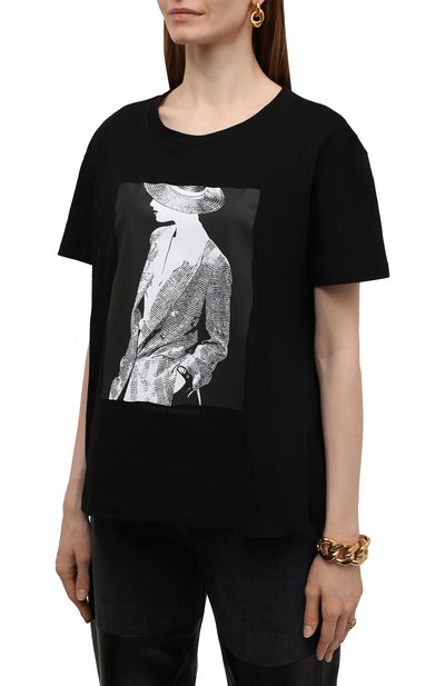 Хлопковая футболка EMPORIO ARMANI черного цвета по цене 12200 руб., арт. 3L2T7E/2J53Z, фото 3 Хлопковая футболка EMPORIO ARMANI, арт. 3L2T7E/2J53Z, фото 3
