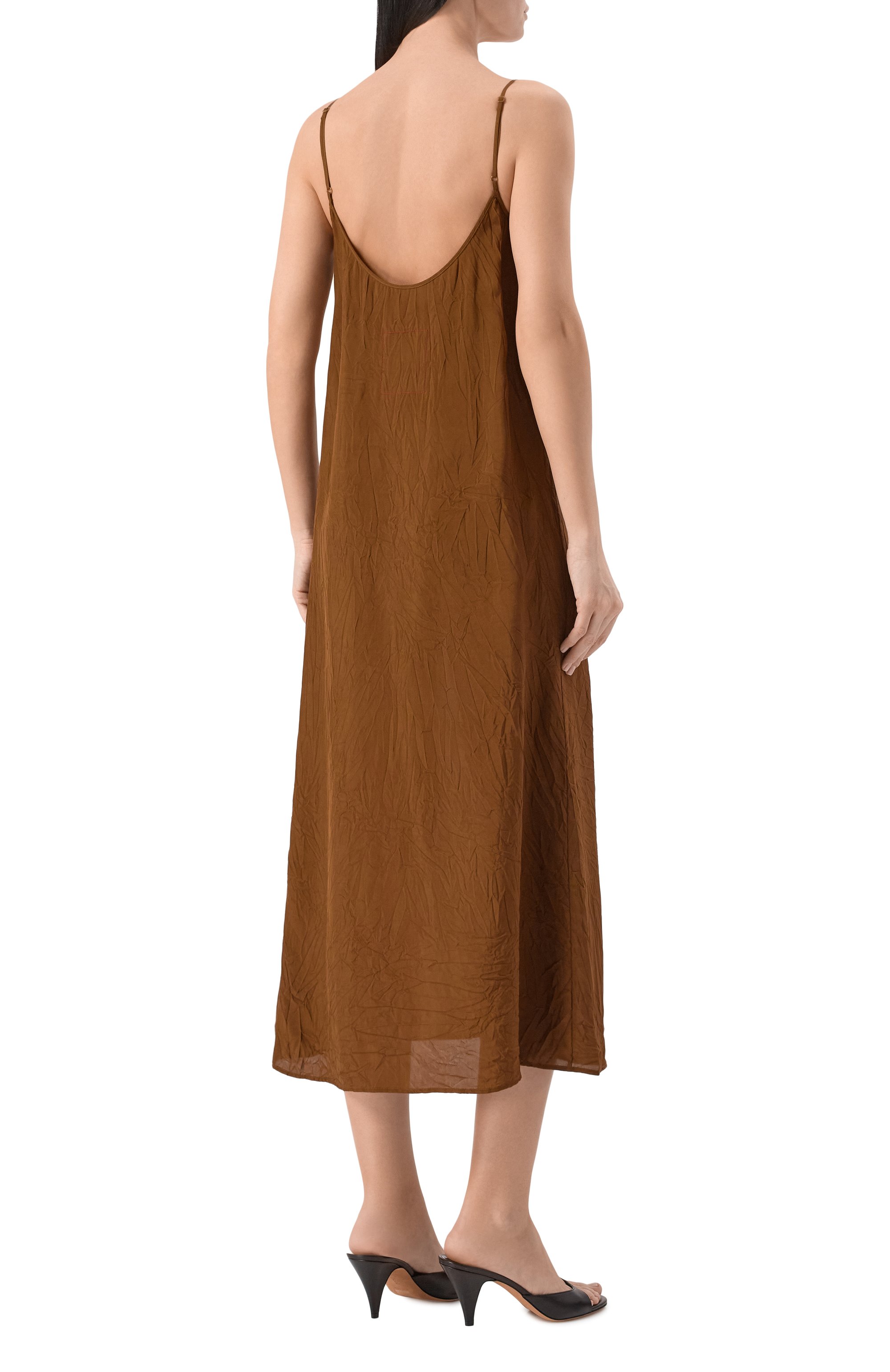 Платье из вискозы UMA WANG коричневого цвета по цене 63700 руб., арт. S2 M UP5016, фото 4 Платье из вискозы UMA WANG, арт. S2 M UP5016, фото 4
