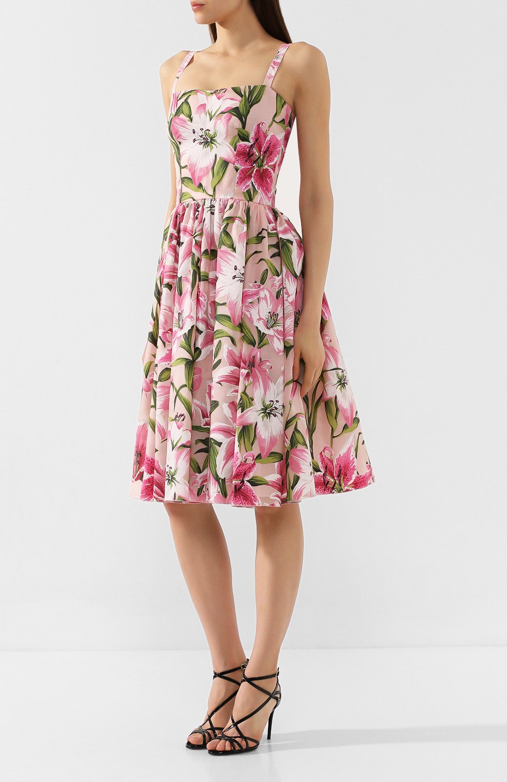 Платье с принтом DOLCE & GABBANA розового цвета по цене 385500 руб., арт. F6D4ST/HHMQS, фото 3 Платье с принтом DOLCE & GABBANA, арт. F6D4ST/HHMQS, фото 3