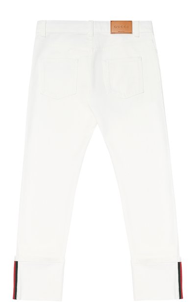 Джинсы из эластичного хлопка с лампасами GUCCI белого цвета по цене 29500 руб., арт. 453309/XR509, фото 2 Джинсы из эластичного хлопка с лампасами GUCCI, арт. 453309/XR509, фото 2