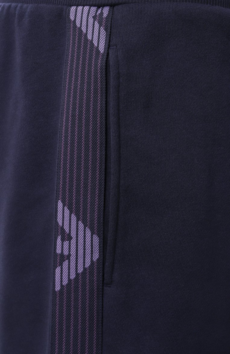 Мужские хлопковые шорты EMPORIO ARMANI темно-синего цвета, арт. EM000495/AF10781 | Фото 6 (Материал сплава: Проставлено; Материал внешний: Хлопок; Кросс-КТ: домашняя одежда; Нос: Не проставлено)