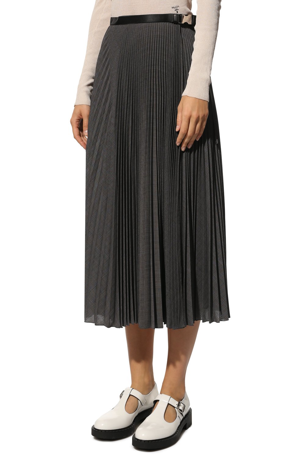 Плиссированная юбка PRADA, арт. P175RH-1U7H-F0308-202, фото 3