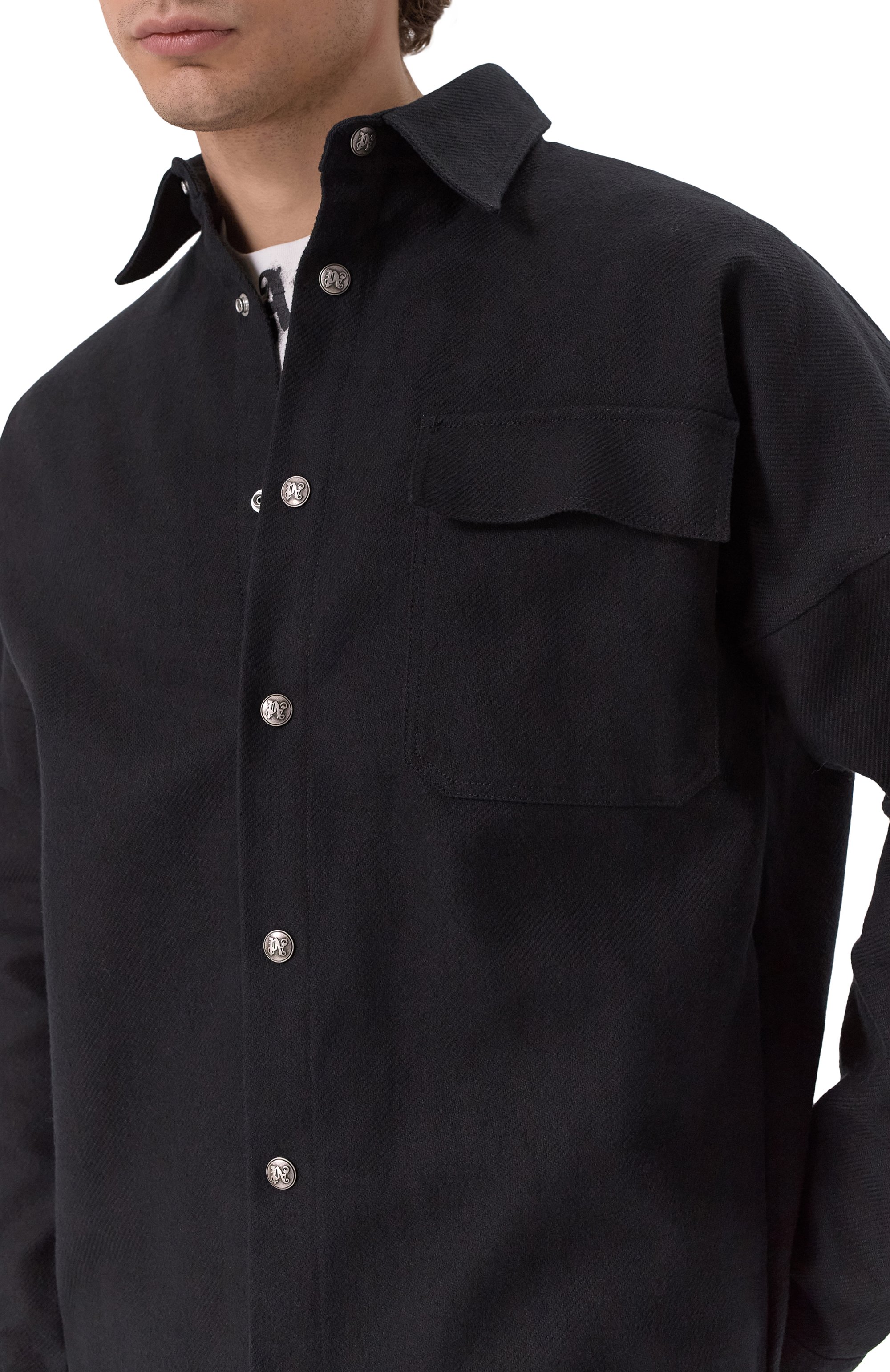 Хлопковая куртка-рубашка PALM ANGELS, арт. PMES044C99FAB001, фото 5