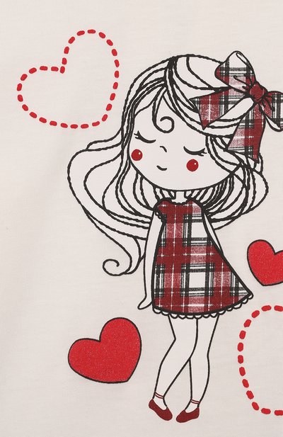 Хлопковый лонгслив MONNALISA молочного цвета по цене 6900 руб., арт. 31D624., фото 3 Хлопковый лонгслив MONNALISA, арт. 31D624., фото 3