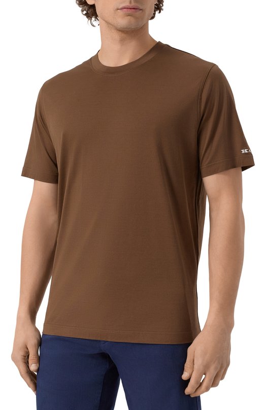 Хлопковая футболка Kiton UMK0721256S Коричневый  UMK0721256S Фото 3
