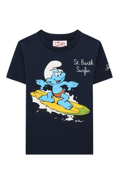 Детская хлопковая футболка MC2 SAINT BARTH темно-синего цвета, арт. STBK/TSHIRT B0Y/04998D | Фото 1 (Рукава: Короткие; Материал сплава: Проставлено; Материал внешний: Хлопок; Мальчики Кросс-КТ: Футболка-одежда; Драгоценные камни: Проставлено)